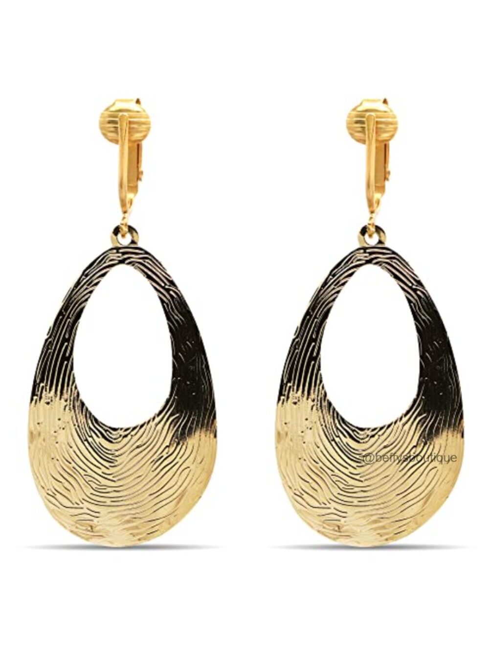 Gold Plated Clip On Dangling Earrings Comfort Fit 18K Gold Tone
